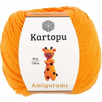 Пряжа "AMIGURUMI" 322 светлый апельсин 5*50 г. 130м 51% акрил, 49% хлопок  Alize											