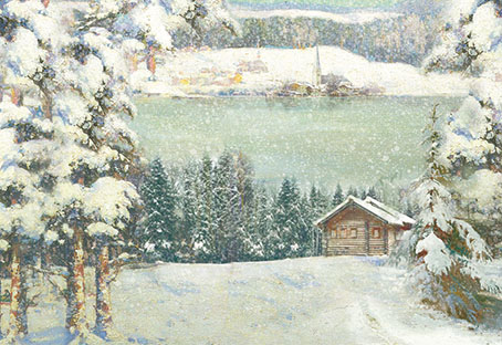 Бумага рисовая для декупажа "Заснеженное озеро" 48*33см  Гела DFS343/95012														