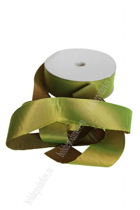 Лента атласная  "Хамелеон" болотный/ 38мм*72.8м 38-007/29-7														