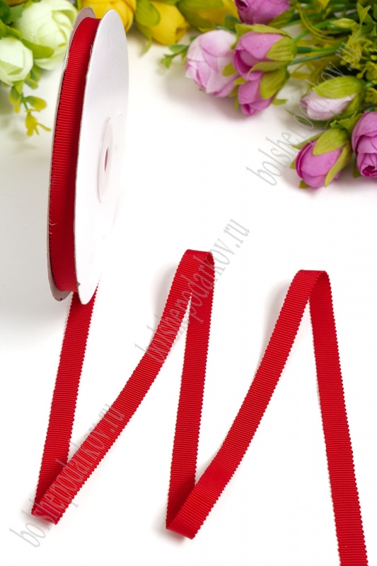 Лента репсовая с волнистыми краями, красный 250 10мм*18,2м SF-1805														