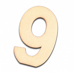 Заготовки деревян. Цифра 9 цв. натуральный 2*40мм набор 10шт. за 1шт. фанера  EFCO 2490509														