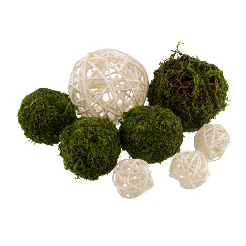 Декор "Набор шаров" ротанг и мех 8шт.  Blumentag BRS-2														