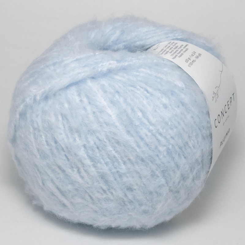Пряжа "Katia PLUMA" 74 бледно-голубой 50 г/150м 85% хлопок,15% полиамид 															