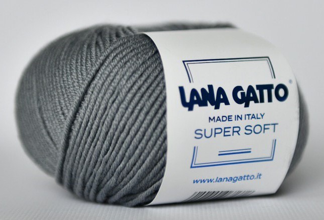 Пряжа "SUPER SOFT" 14433 серый стальной 10*50 г. 125м 100% меринос. шерсть экстрафайн  LANA GATTO 14433														