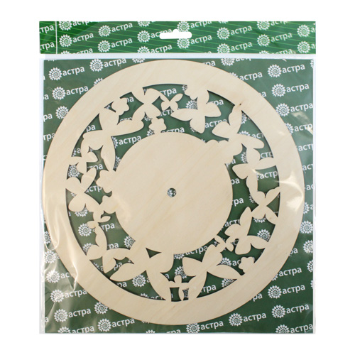 Заготовки деревян. Циферблат с бабочкой 24*24см, 4мм  АСТРА L-252														