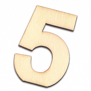 Заготовки деревян. Цифра 5 цв. натуральный 2*40мм набор 10шт. за 1шт. фанера  EFCO 2490505														