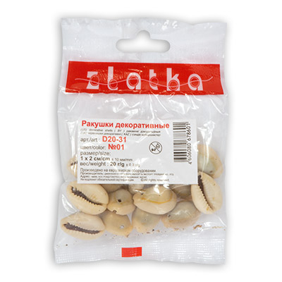 Ракушки декоративные Zlatka D20-31 натуральный 20гр. размер 1*2см цвет №01 "Каури" рачьи лапки D20-31/26439														