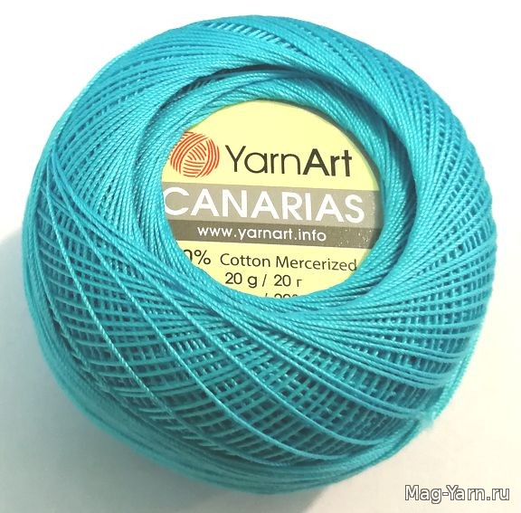 Пряжа "CANARIAS" 08 бирюзовый 20 г. 203м 100% хлопок мерсириз. YarnArt