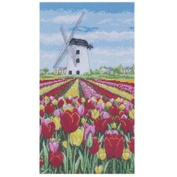 Канва с рисунком бисер "Поле тюльпанов" 45*35см  Hobby&Pro РК-209