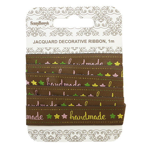 Тесьма жаккардовая 15мм "Handmade" цвет 1м SCB390701/SCB390703														