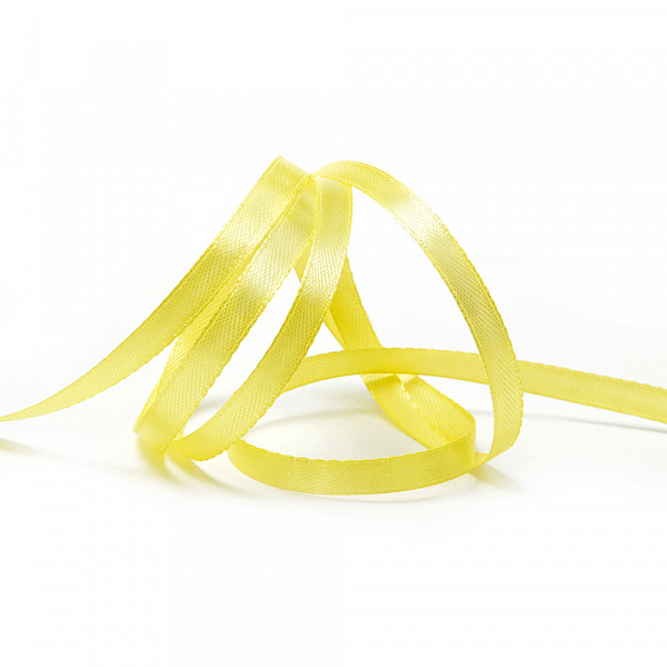 Лента атласная  6мм 8011/3014 лимонный, 6мм*27м за 1 м 8011/3014														