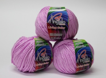 Пряжа "LIVING COLOR" 05 розово-сиреневый 10*75 г. 100м 20% хлопок 80% акрил  Наследие