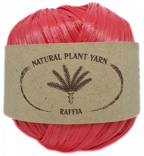 Пряжа "RAFFIA" 124 коралл темный 4*40 г. 90м 100% целлюлоза из волокна пальмы 124														