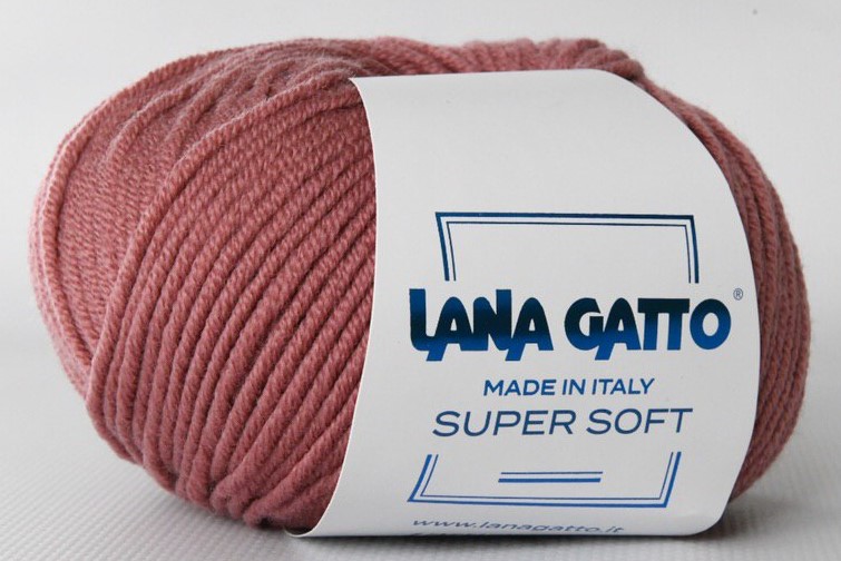 Пряжа "SUPER SOFT" 14445 пыльная роза 10*50 г. 125м 100% меринос. шерсть экстрафайн  LANA GATTO 14445														