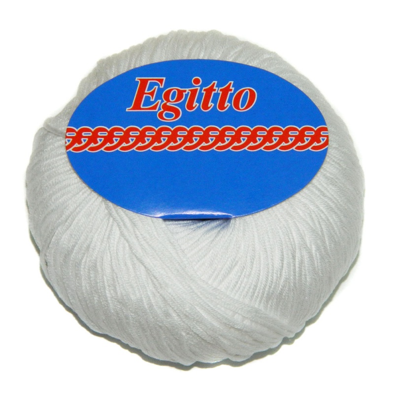 Пряжа "EGITTO" 82 белоснежный 10*50 г. 120м 100% мерсеризованный хлопок  Weltus 82														