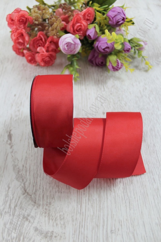 Лента репсовая 40мм красный 26 40мм*25м 127-111														