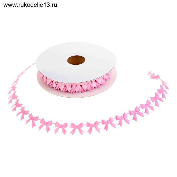 Лента фигурная  "Бантики" 18мм розовый 002, 8мм*25м