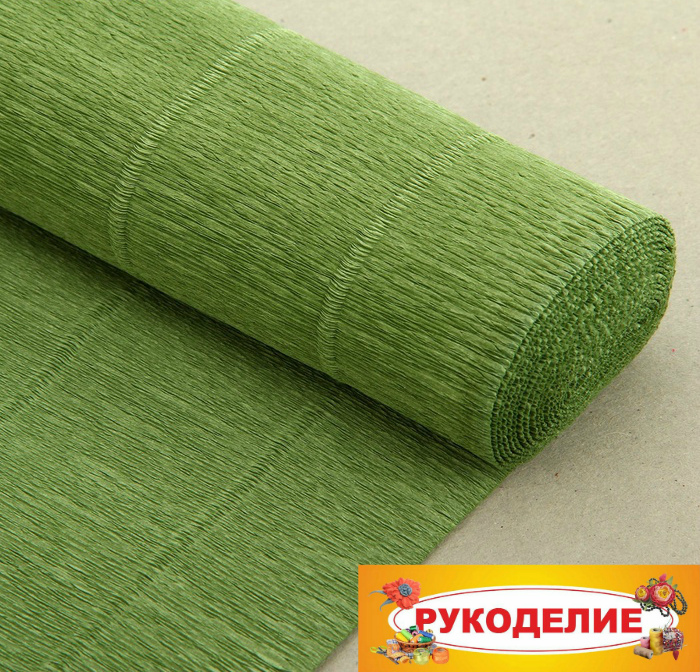 Бумага гофре фисташковый 50см*2,5м 180гр.  Италия 562