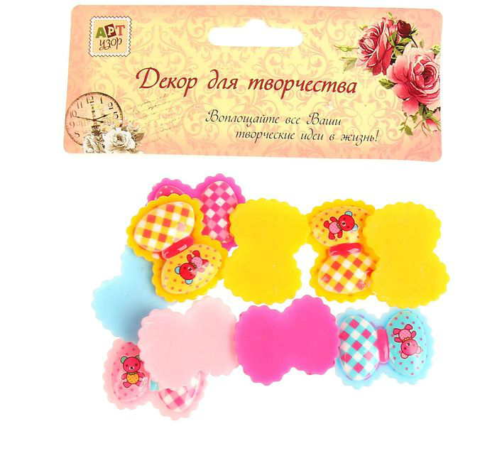 Декор Бант с кружевом за 1 шт. микс 3,2*2,4см 1146150/1146135														