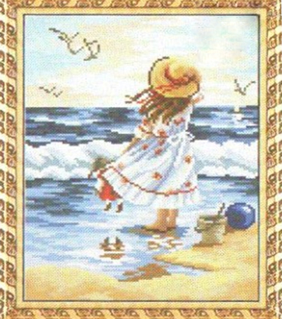 Вышивка стразами "Девочка у моря" 1172 25*35