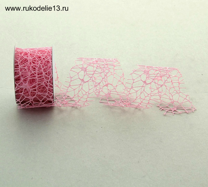 Лента "Ажурная" розовая 50мм*4,5м за 1 м 896285