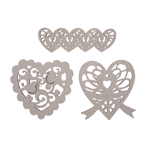 Декоративный элемент Ажурные сердечки 7,8*2,5см 6,5*6см 3 шт.  АСТРА ВК-33/498813														