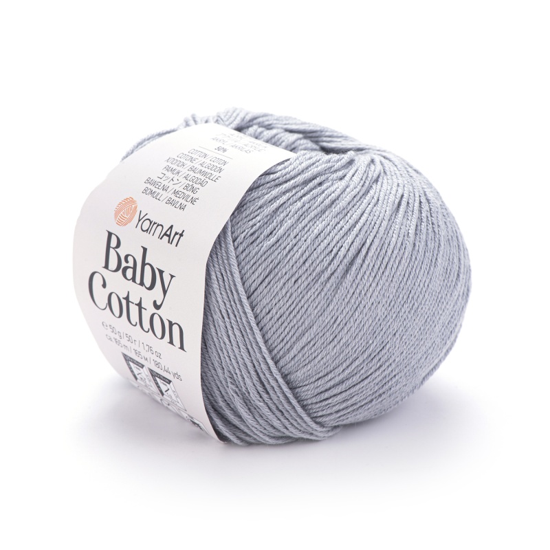 Пряжа "BABY Cotton" 452 серый 50 г. 165м 50% акрил, 50% хлопок														