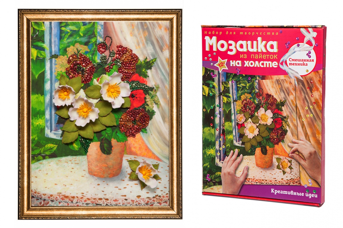 Набор для творчества "Мозаика из пайеток на холсте Маки"  Волшебная мастерская МХ-06														