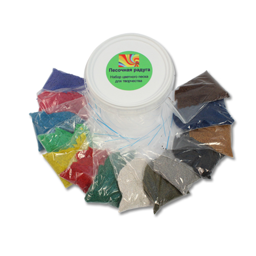 Песок цветной, набор 14цв. по 80гр. в банке 546996/п0000166														
