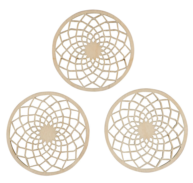 Основа для ловца снов "Диск с филигранями" 7см набор 3шт. за 1шт. дерево  Сербия 62823000														