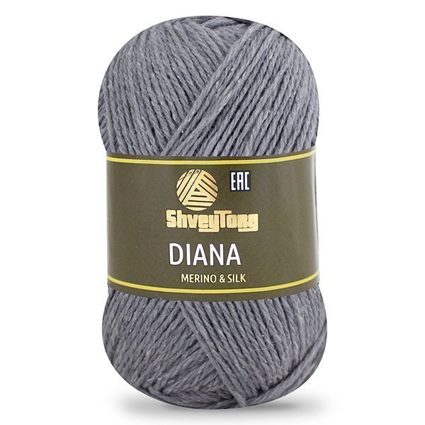 Пряжа "ShveyTorg Diana" 51115 т. серый 5*50 г. 200м 80% Мериносовая шерсть, 20% Шелк  ТУРЦИЯ