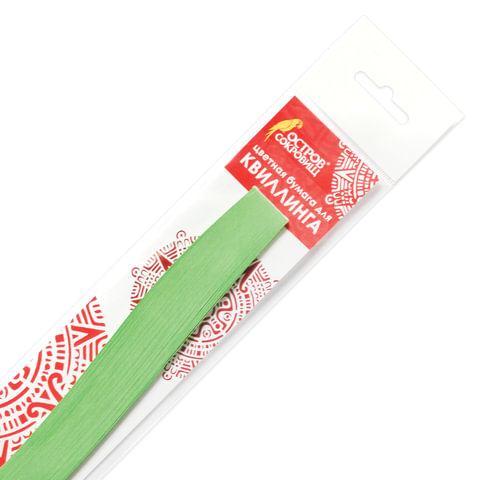 Бумага для квиллинга 1цв. св. зеленый 3мм*300мм 130г/м2 (125шт.)  ОСТРОВ СОКРОВИЩ 128763														