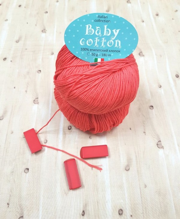 Пряжа "BABY Cotton" 1069 коралл 10*50 г. 180м 100% египетский хлопок