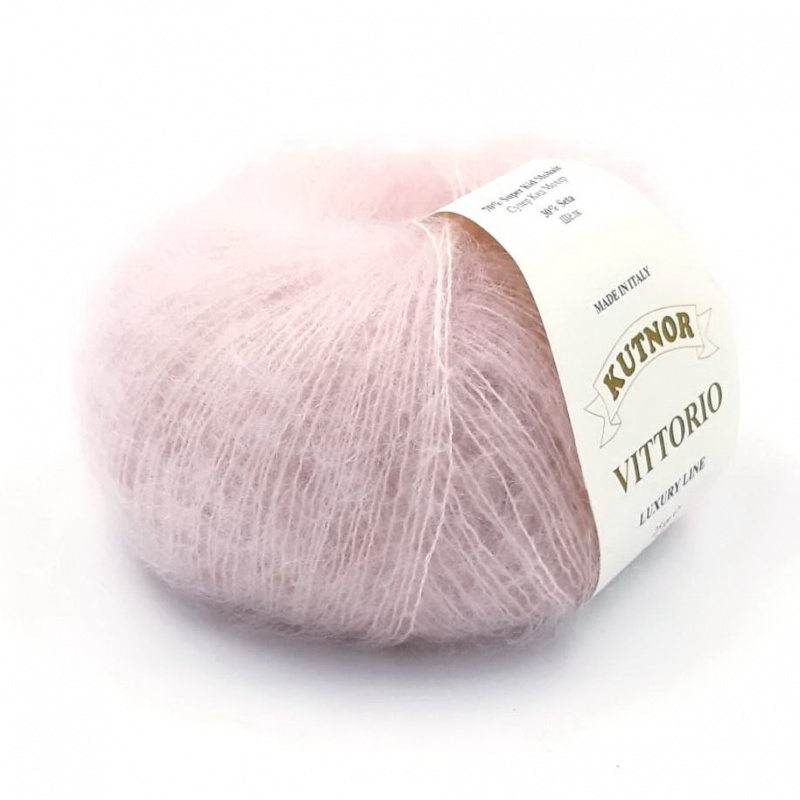 Пряжа "Vittorio" 1604 св. розовый 10*25г. 200м. 70% мохер, 30% шёлк  Kutnor 1604														