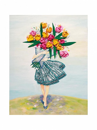 Набор для творчества "Мозаика из пайеток на холсте Девушка с букетом"  Волшебная мастерская МХ-34														