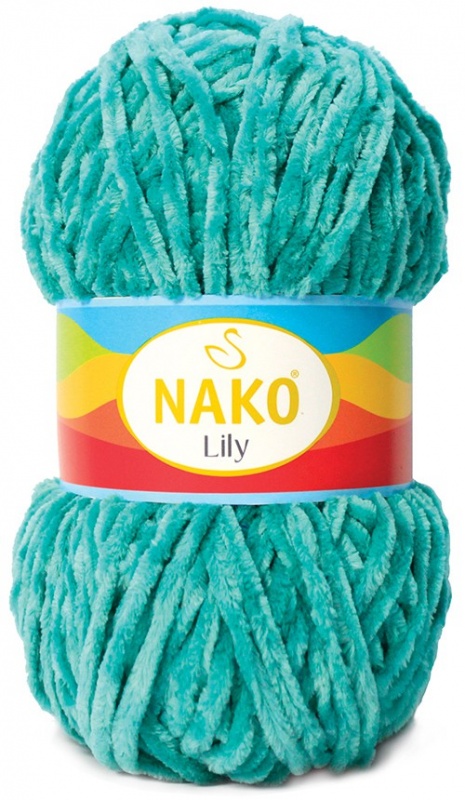 Пряжа "LILY" 363 зеленая бирюза 5*100 г. 180 м. 100% полиэстер NAKO