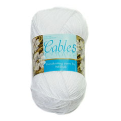 Пряжа "Cable 5" 82 белый 10*50 г. 165м 100% хлопок мерсериз.  Италия 82														