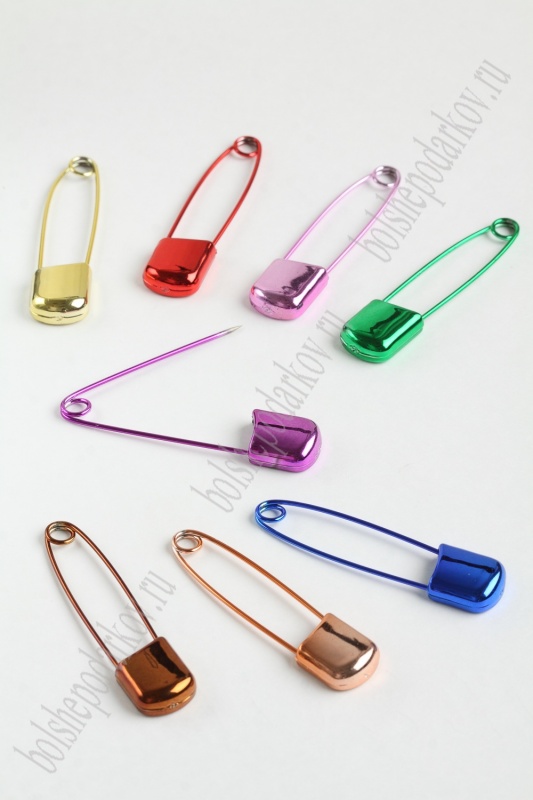 Булавки декоративные безопасные с цветной застежкой 5см набор 10шт. за 1шт 301-573/SF-2139														