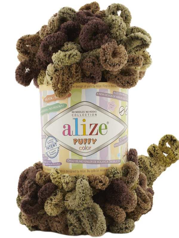 Пряжа "PUFFY COLOR" 6086 саванна 5*100 г. 9,2м. 100% микрополиэстр 6086														