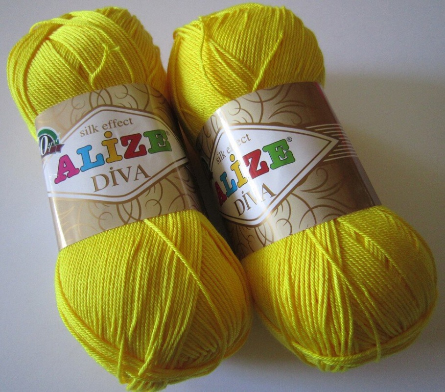 Пряжа "DIVA" 110 желтый 5*100 г. 350м 100% микрофибра-акрил  ALIZE