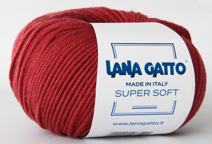 Пряжа "SUPER SOFT" 9068 ягодный 10*50 г. 125м 100% меринос. шерсть экстрафайн  LANA GATTO 9068														