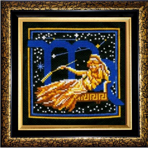 Вышивка крестом ССР "Знаки зодиака. Дева" шерсть (16*16см)