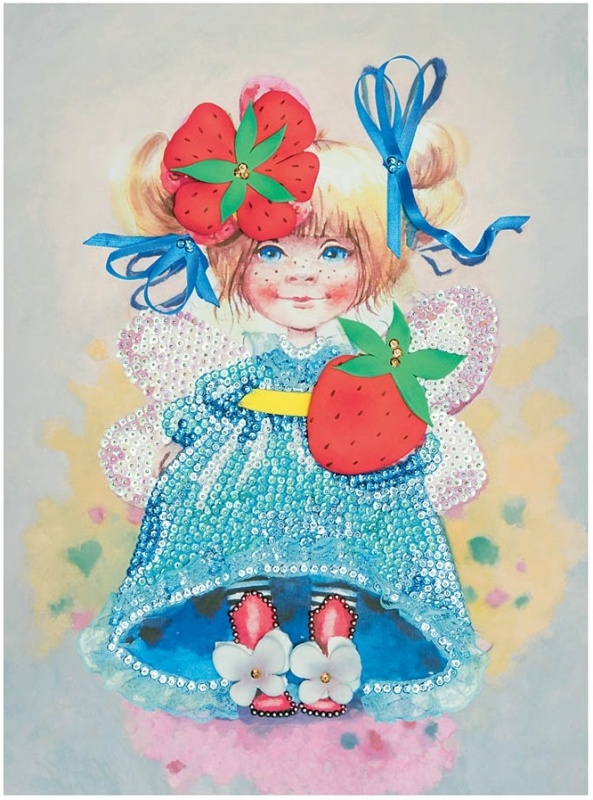 Набор для творчества "Мозаика из пайеток на холсте Клубничное настроение"  Волшебная мастерская