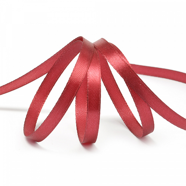 Лента атласная  6мм 8058 т. малиновый, 6мм*33м за 1 м 8058/3092														