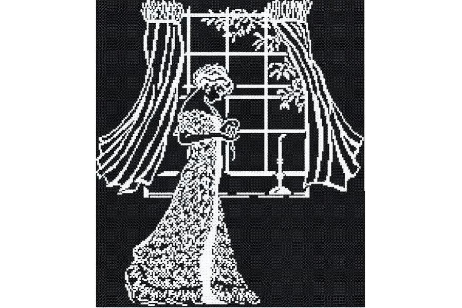 Вышивка крестом МП студия "Девушка у окна" на черном (32*36см)