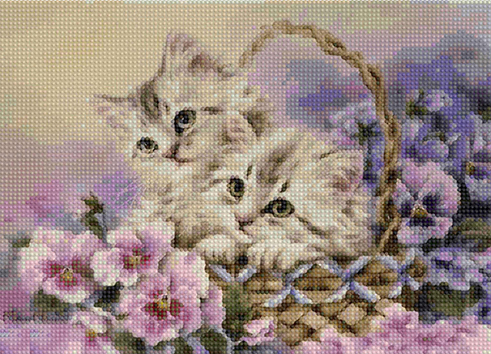 Мозаика "Котята в корзинке" БСА3-071 36*26см, круглые стразы в коробке  Наследие БСА3-071														