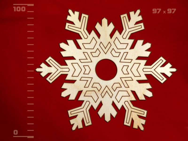 Заготовка для декорирования "Снежинка-5/18/37/4" 97мм дерево  Полноцвет 131041/131054/151917