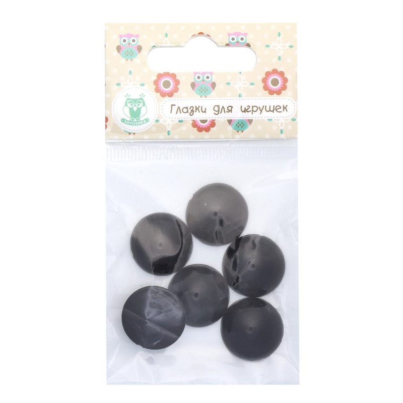 Глаза   18мм черный клеевые за 1шт 27499														