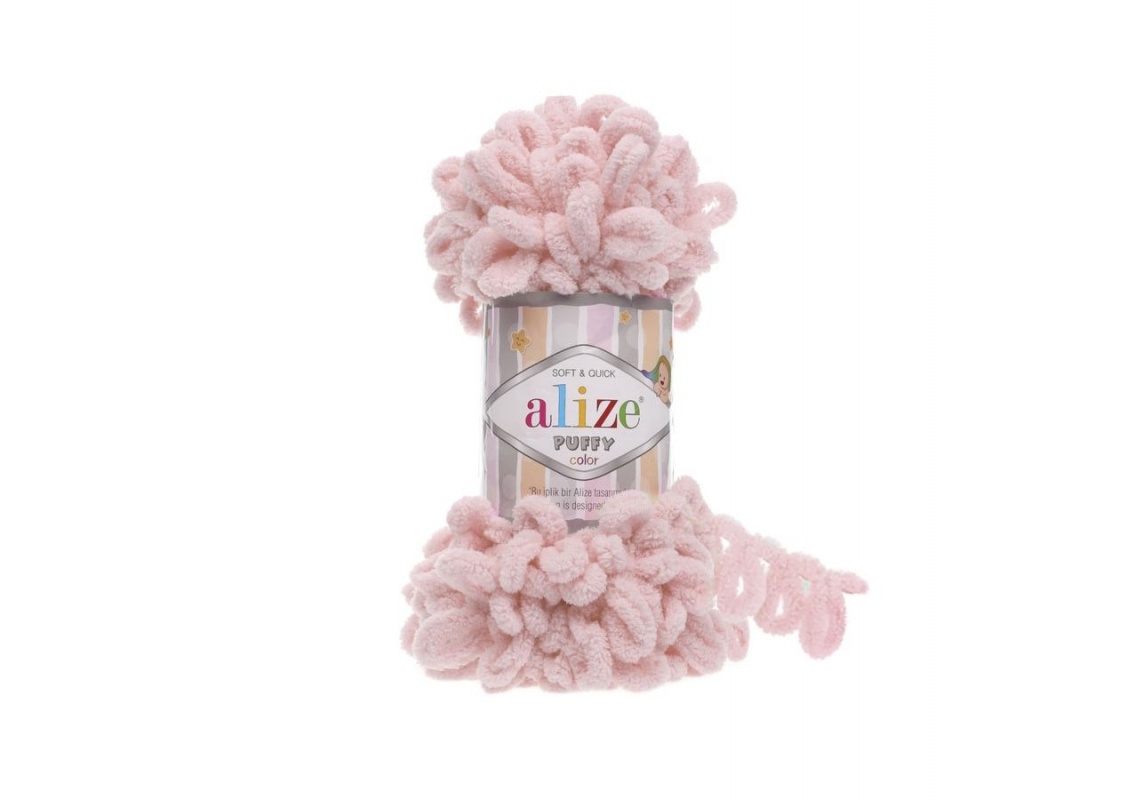 Пряжа "PUFFY" 161 пудра 5*100 г. 9,2м. 100% микрополиэстр  ALIZE 161														