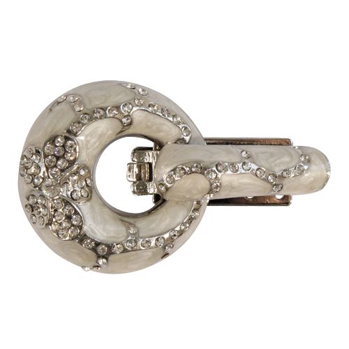 Крючок шубный металлический D=45мм белый с бусиной 7710593														